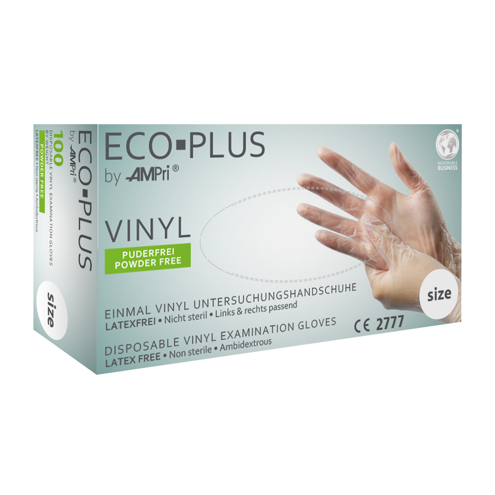 AMPRI Vinylhandschuhe Eco-Plus 01260, puderfrei, weiß