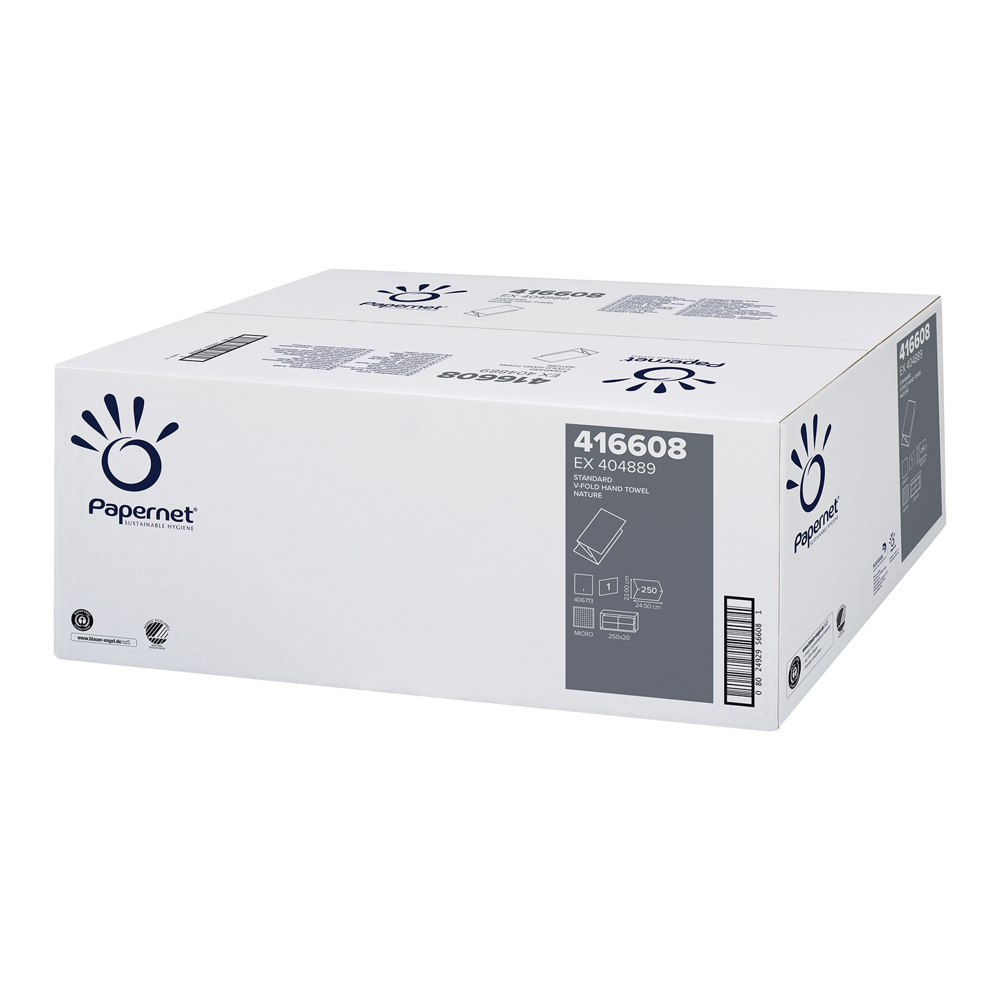 PAPERNET Papierhandtücher Standard 416608, V-Falz, 1-lagig, 24,5 x 23 cm, natur 5000 Blatt