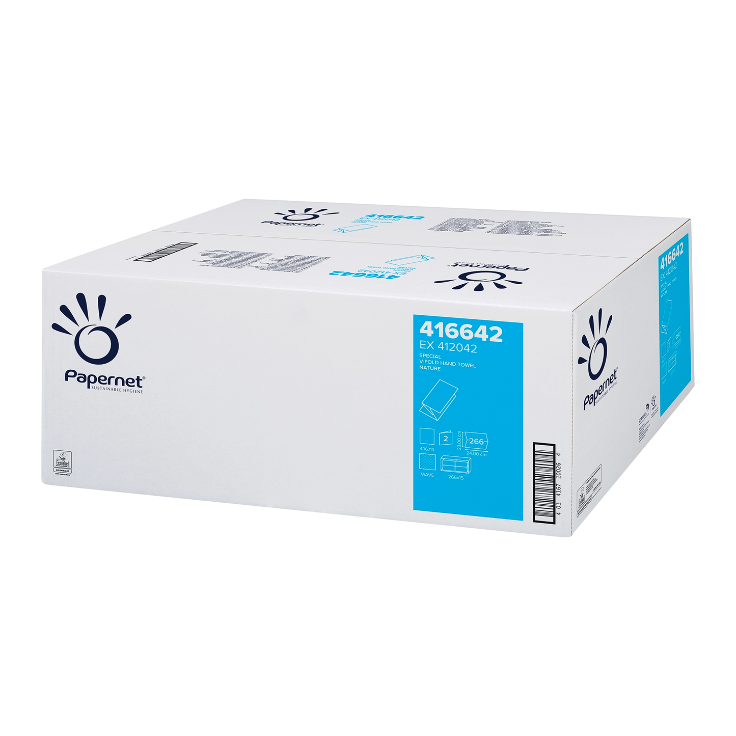 PAPERNET Papierhandtücher 416642, V-Falz, 2-lagig, 24 x 23 cm, weiß 3990 Blatt
