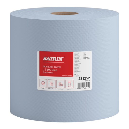 KATRIN Putzrolle XXL 481252, 22 x 36 cm, 3-lagig, 500Blatt, blau