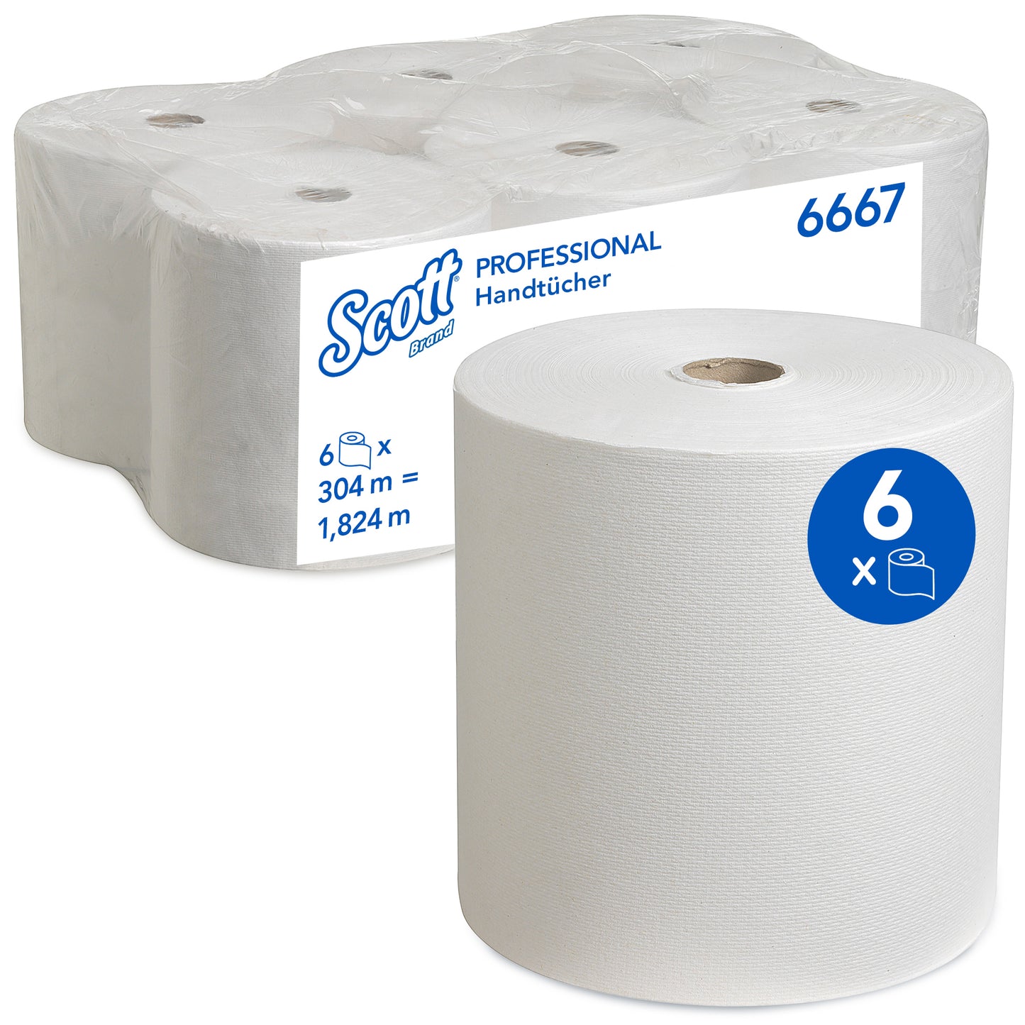 Kimberly-Clark SCOTT KC Airflex Handtuchrollen 6667, 1-lagig, weiß 304 m