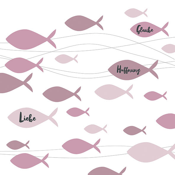Servietten Kommunion Konfirmation 33 x 33 cm Fische in pink