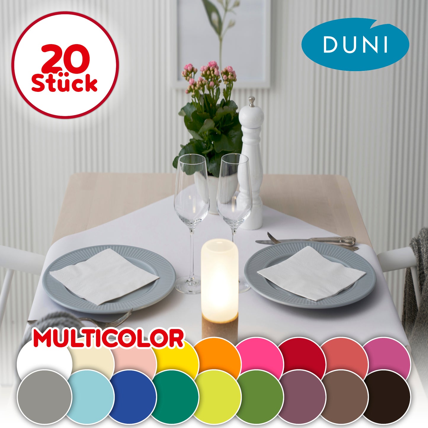 DUNI Dunicel Mitteldecken uni, 0,84 x 0,84 m