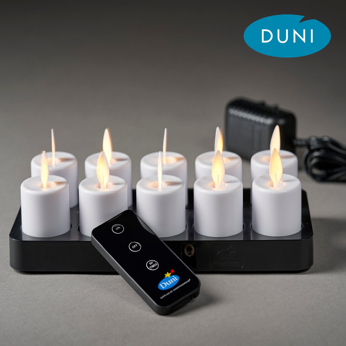 DUNI LED Moving Flame Ersatz Kerzen in warmweiß 10er Set