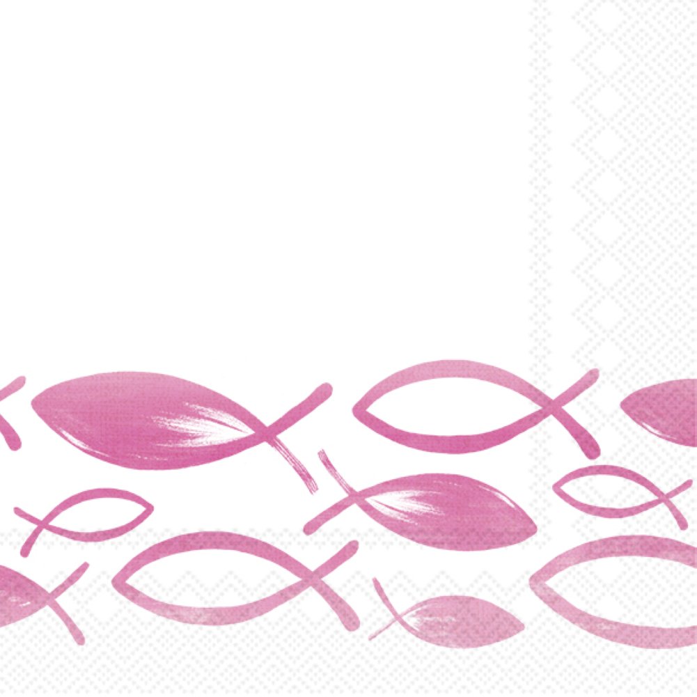 Servietten Kommunion Konfirmation 25 x 25 cm JOYFUL FISH pink