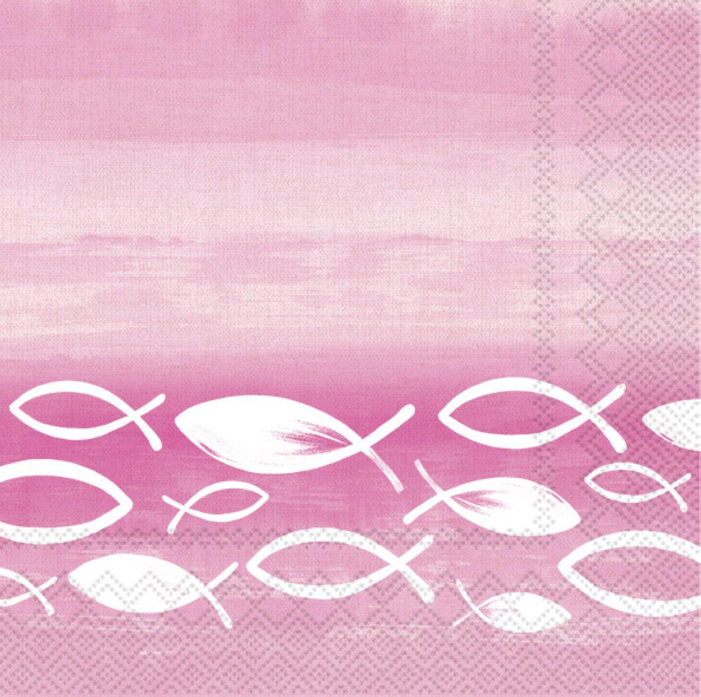 Servietten Kommunion Konfirmation 33 x 33 cm JOYFUL FISH pink