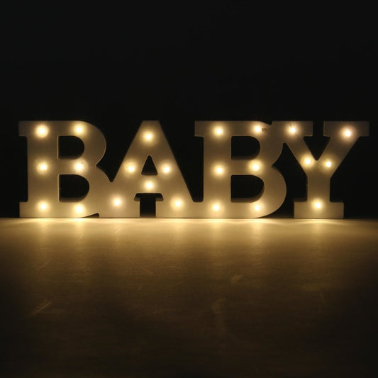 LED Schriftzug "BABY" weiß