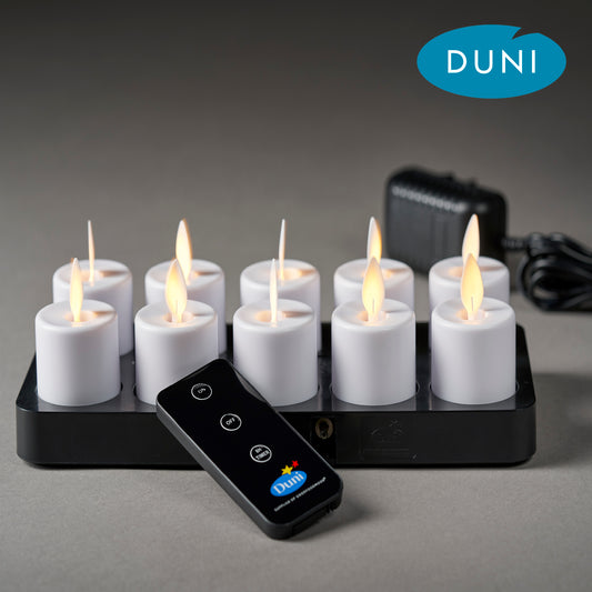 DUNI LED Moving Flame Ersatz Kerzen in warmweiß 10er Set