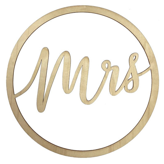 Holz-Schild "Mrs" natur
