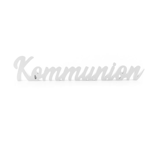 Holz Aufsteller Schriftzug "Kommunion" in weiß, 50x10x2cm